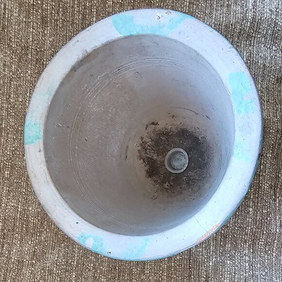 Crate and Barrel Distressed Terra Cotta Pot 4.5" with Saucer - Picture 4 of 6